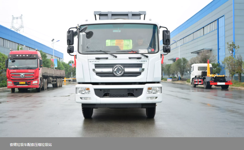 Large hook arm garbage truck
