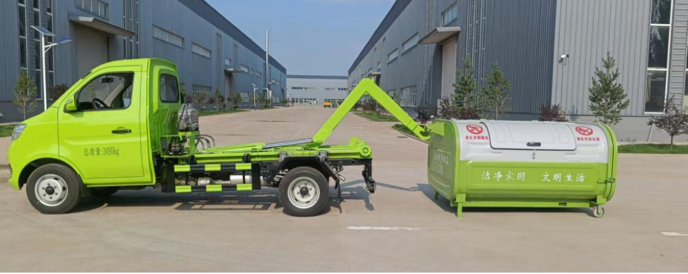 Hook arm garbage truck
